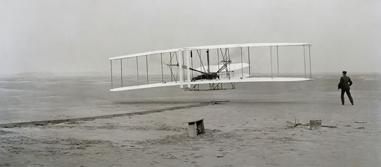 Which brothers took to the skies in 1903, marking the birth of modern aviation?